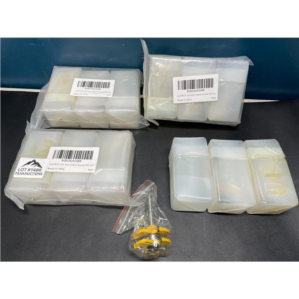 Lot of 4 Multi-Packs of Router Bits - 1/4inch Shank Router Bit Sets