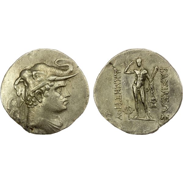 BACTRIA: Demetrios I Aniketos, ca. 200-180 BC, AR tetradrachm (16.84g), Choice VF