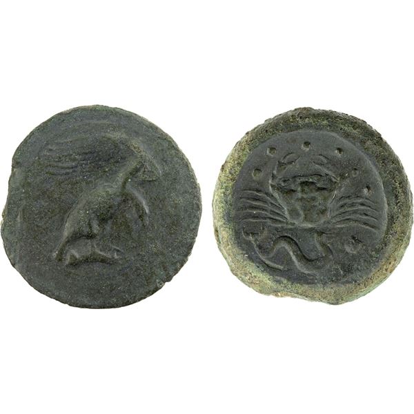 SICILY: Akragas, AE hemilitron (21.50g), ca. 425-406 BC, VF