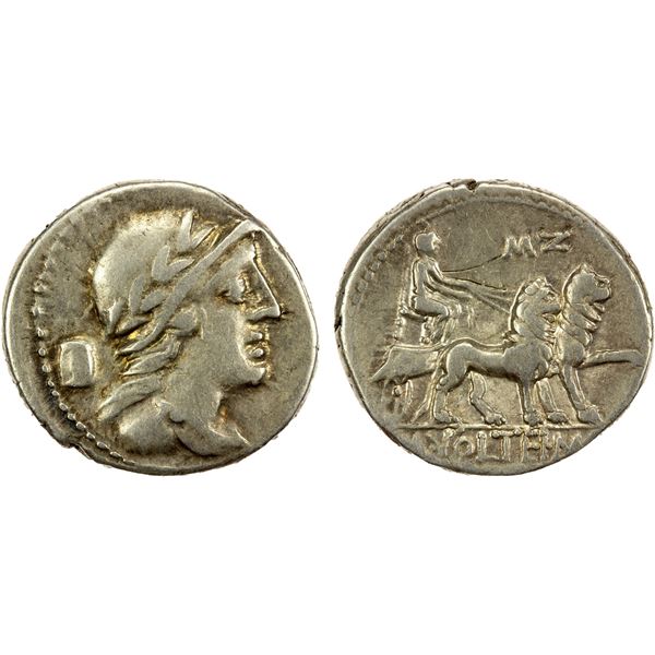ROMAN REPUBLIC: M. Volteius M.F. AR denarius (3.74g), Rome, 78 BC, VF