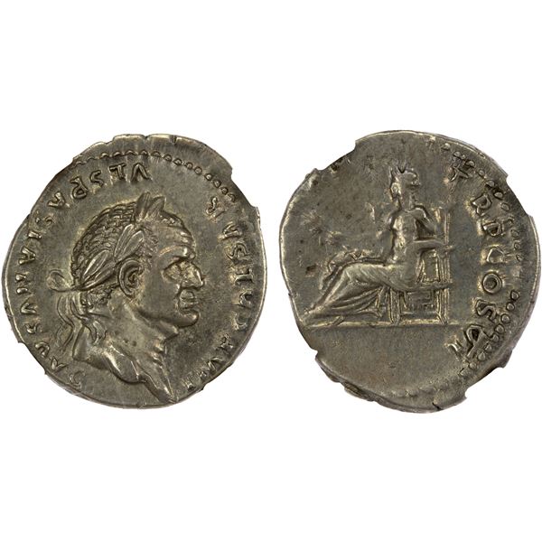 ROMAN EMPIRE: Vespasian, 69-79 AD, AR denarius (3.14g), Rome, 75 AD, NGC Choice EF