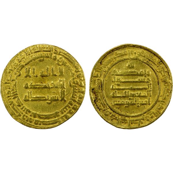 ABBASID: al-Mu'tazz, 866-869, AV dinar (4.12g), Misr, AH252, VF