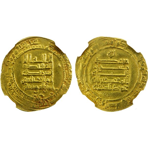 ABBASID: al-Muqtadir, 908-932, AV dinar (3.58g), Tustar min al-Ahwaz, AH320, NGC MS62