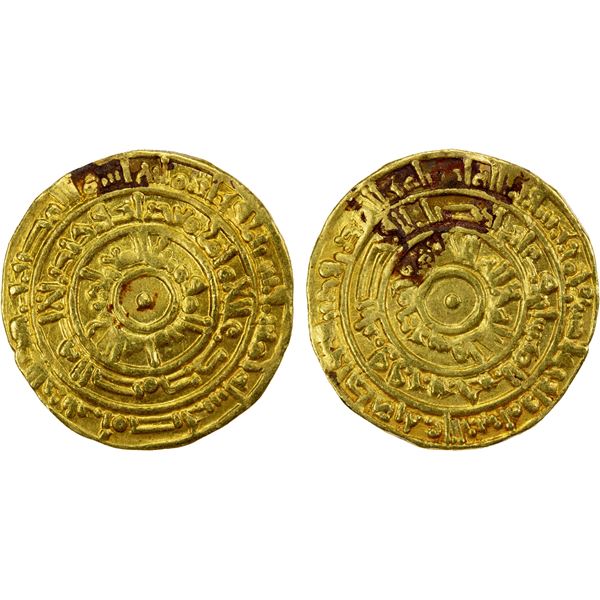 FATIMID: al-Mu'izz, 953-975, AV dinar (4.16g), Misr, AH365, VF