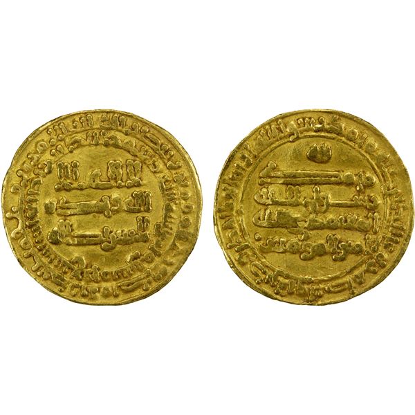 ABBASID OF YEMEN: al-Mu'tamid, 870-892, AV dinar (2.81g), San'a, AH259, VF