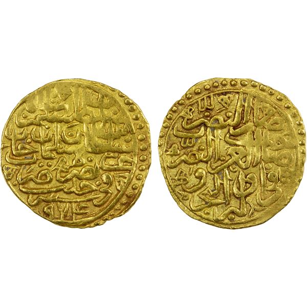 OTTOMAN EMPIRE: Selim II, 1566-1574, AV sultani (3.46g), Halab, AH974, VF