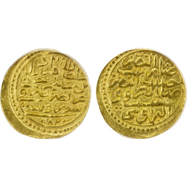 OTTOMAN EMPIRE: Murad III, 1574-1595, AV sultani, Sidrekapsi, AH982, ANACS graded AU55