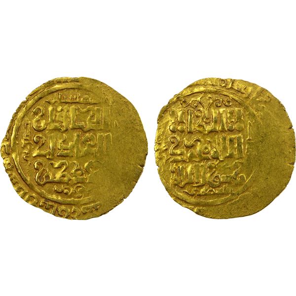 GREAT MONGOLS: Anonymous, ca. 1220s-1240s, AV dinar (2.75g), Dihistan, ND/DM, EF