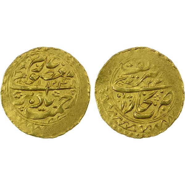 MANGHIT OF BUKHARA: Nasrullah, 1827-1860, AV tilla (4.62g), Bukhara, AH1248//124x, EF-AU