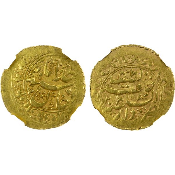 KHOQAND: Khudayar Khan, 1844-1858/1st reign, AV tilla, Khoqand, AH1274//1274, NGC AU50