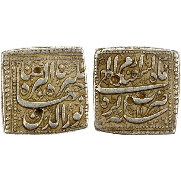 MUGHAL: Jahangir, 1605-1628, AR square rupee (11.30g), Agra, AH1026 year 11, bold VF