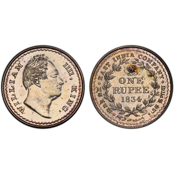 BRITISH INDIA: William IV, 1830-1837, AR rupee, 1834(c), PCGS Proof 63
