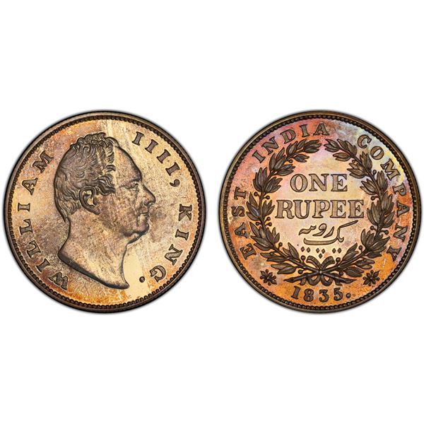 BRITISH INDIA: William IV, 1830-1837, AR rupee, 1835(c), PCGS Proof 63