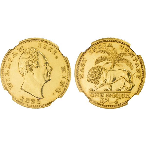 BRITISH INDIA: William IV, 1830-1837, AV mohur, 1835(b), NGC Proof 61