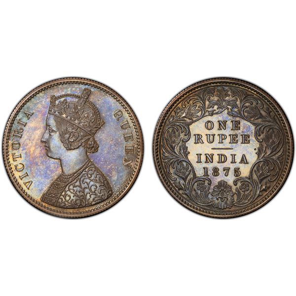 BRITISH INDIA: Victoria, Queen, 1837-1876, AR rupee, 1875(c), PCGS Proof 62