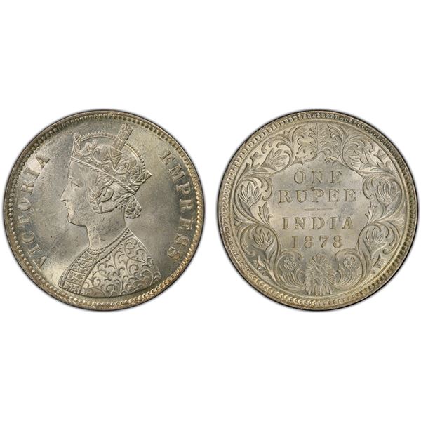 BRITISH INDIA: Victoria, Empress, 1876-1901, AR rupee, 1878(c), PCGS MS63