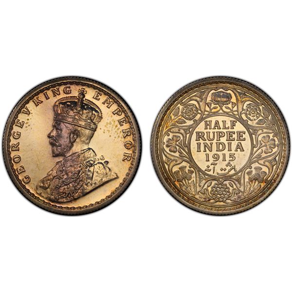 BRITISH INDIA: George V, 1910-1936, AR ½ rupee, 1915(c), PCGS Proof 63