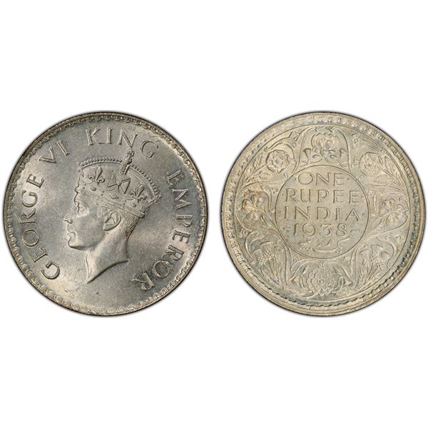 BRITISH INDIA: George VI, 1936-1947, AR rupee, 1938(b), PCGS MS63