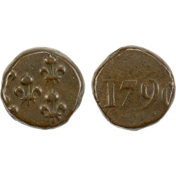 FRENCH INDIA: MAHÉ: AE biche (6.65g), 1790, EF