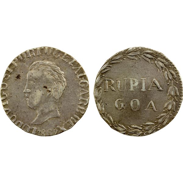 PORTUGUESE INDIA: GOA: Luís I, 1861-1889, AR rupia (10.85g), Goa, 1869, lovely VF-EF