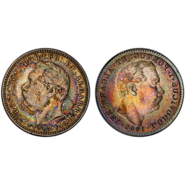 PORTUGUESE INDIA: Luís I, 1861-1889, AR ½ rupia, 1882, PCGS EF40