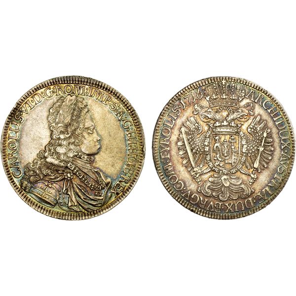 AUSTRIA: TIROL: Charles VI, 1711-1740, AR thaler, 1716, About EF