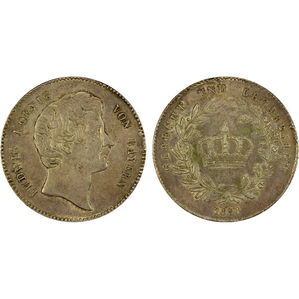 BAVARIA: Ludwig I, 1825-1848, AR thaler, 1828, EF