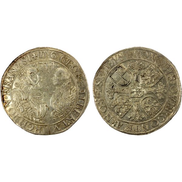 BRANDENBURG: Georg und Albrecht, 1527-1545, AR thaler, 1544, VF