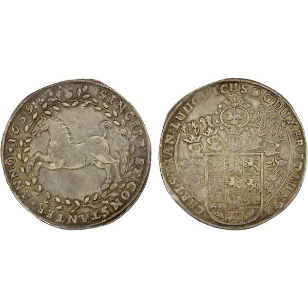BRUNSWICK-LÜNEBURG: Christian Ludwig, 1648-1665, AR thaler, 1659, About EF