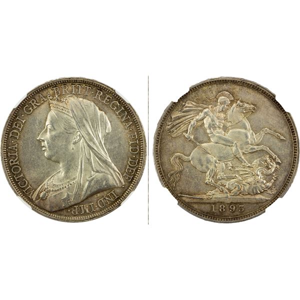 GREAT BRITAIN: Victoria, 1837-1901, AR crown, 1893, NGC MS62