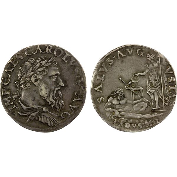 MILAN: Charles V, duke of Milan, 1535-1556, AR testone (8.50g), VF