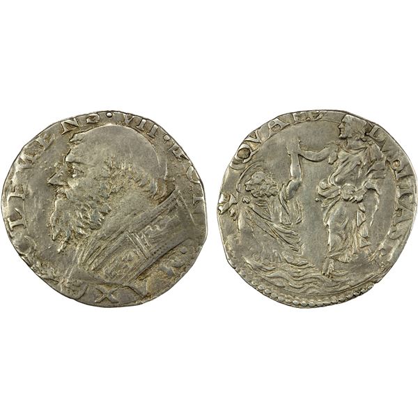 PAPAL STATES: Clement VII, 1523-1534, AR double carlino (4.97g), VF