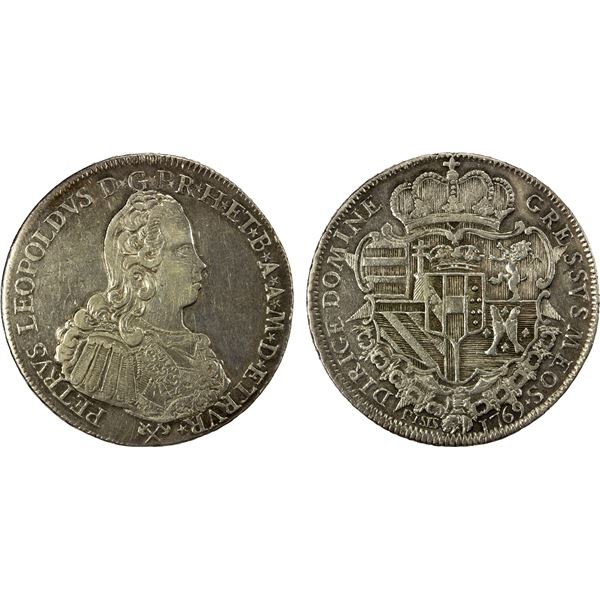 TUSCANY: Pietro Leopoldo di Lorena, 1765-1790, AR francescone, 1769, VF