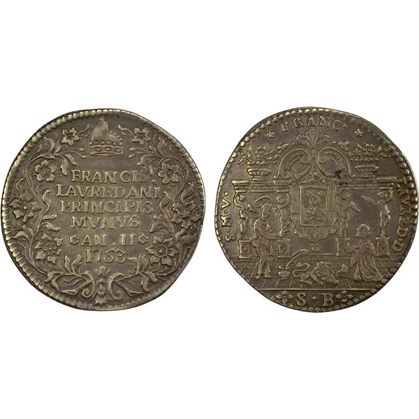 VENICE: Francesco Loredan, 1752-1762, AR osella (9.52g), 1753 year 2, Choice VF