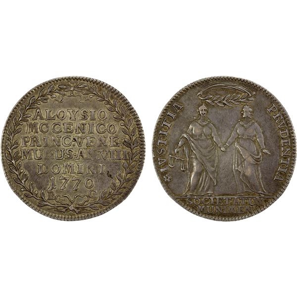 VENICE: Alvise IV Mocenigo, 1763-1778, AR osella, 1770 year 8, VF-EF