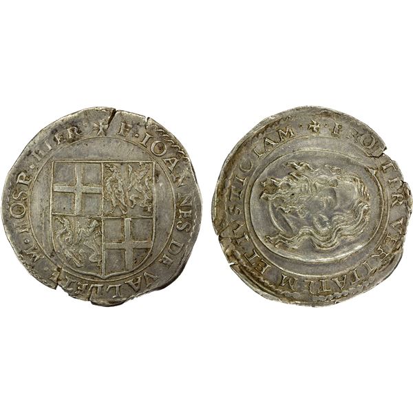ORDER OF MALTA: Jean de la Vallete, 1557-1568, AR 4 tari (11.53g), ND, EF
