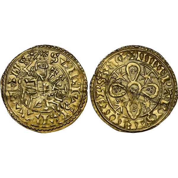 PORTUGAL: Sancho I, 1185-1211, AV morabitino, Coimbra, NGC UNC details