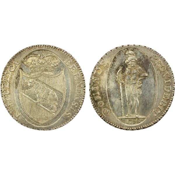 BERN: Republic, AR thaler, 1798, AU