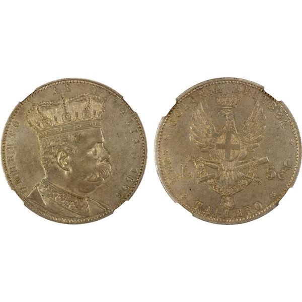 ERITREA: Umberto I, 1889-1900, AR 5 lire / tallero, 1896, NGC AU details