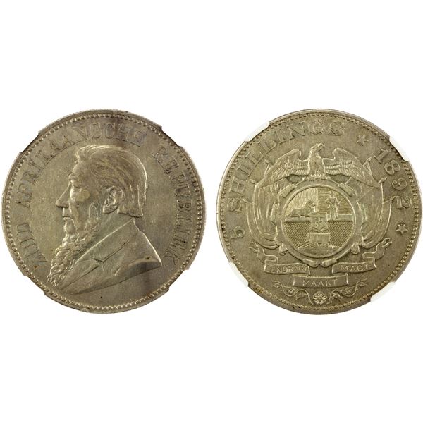 SOUTH AFRICA: Zuid-Afrikaansche Republiek, AR 5 shillings, 1892, NGC EF40