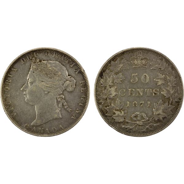CANADA: Victoria, 1837-1901, AR 50 cents, 1871-H, VF