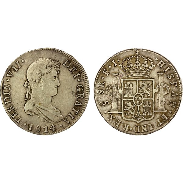 CHILE: Fernando VII, 1808-1818, AR 8 reales, 1814-So, VF