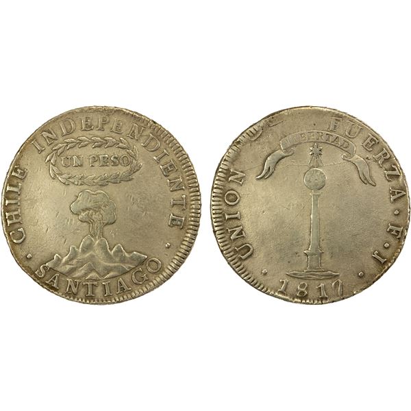 CHILE: Republic, AR peso, 1817, VF