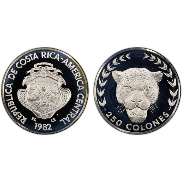 COSTA RICA: Republic, AR 250 colones, 1982, PCGS Proof 69 DCAM