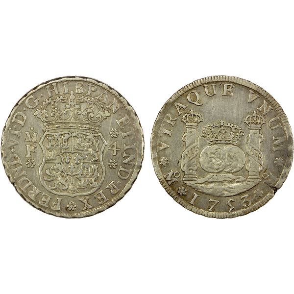 MEXICO: Fernando VI, 1746-1759, AR 4 reales, 1753-Mo, About EF