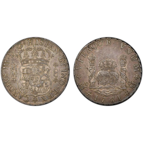 MEXICO: Carlos III, 1759-1788, AR 8 reales, 1761-Mo, PCGS AU55