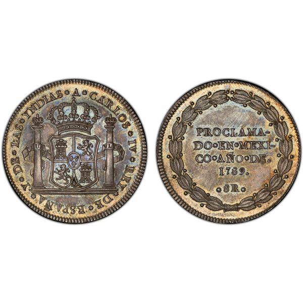 MEXICO: Carlos IV, 1788-1808, proclamation 8 reales (27.07g), 1789, PCGS MS62