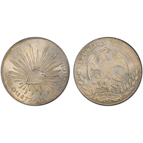 MEXICO: Republic, AR 8 reales, 1877-Oa, PCGS MS65