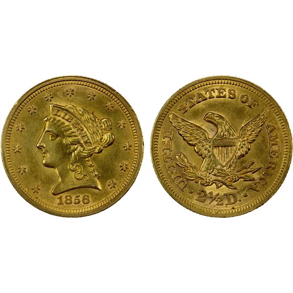 UNITED STATES: AV 2½ dollars, 1856, AU