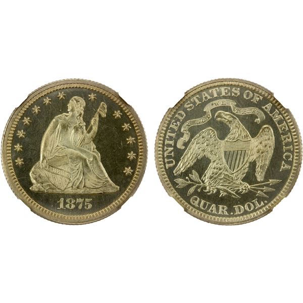 UNITED STATES: AR 25 cents, 1875, NGC Proof 65 CAMEO